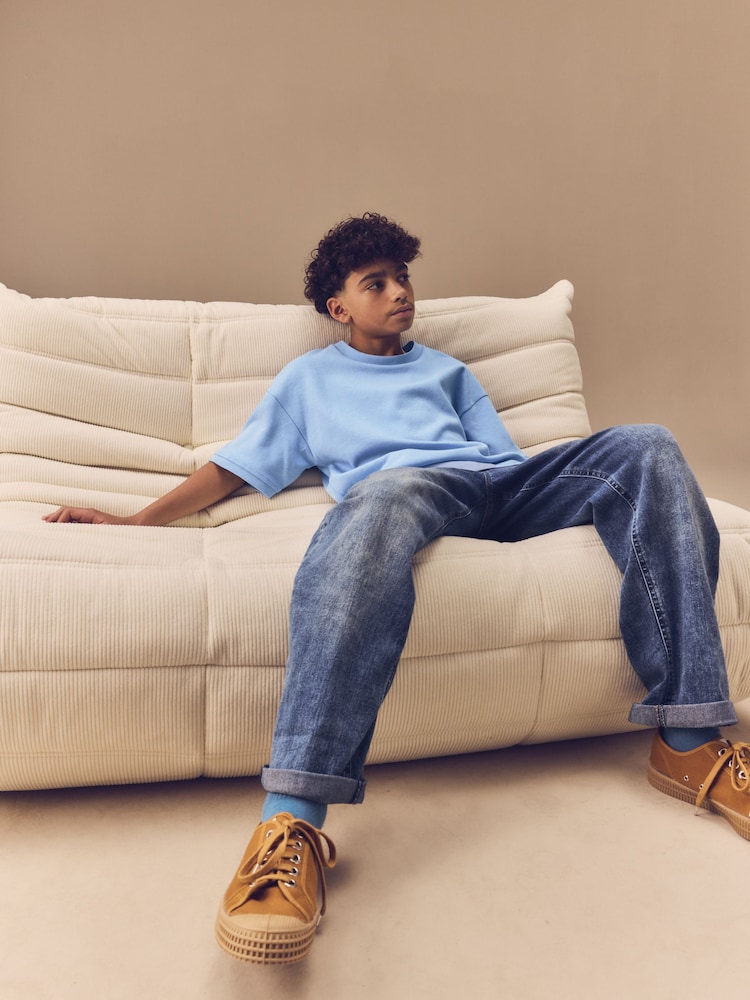 Light Blue Relaxed Fit Heavyweight T-Shirt (3-16yrs) - Image 3 of 8