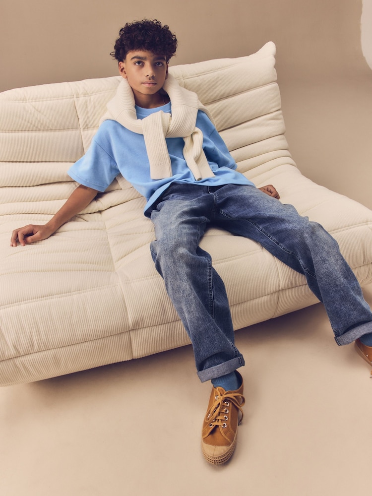 Light Blue Relaxed Fit Heavyweight T-Shirt (3-16yrs) - Image 5 of 8