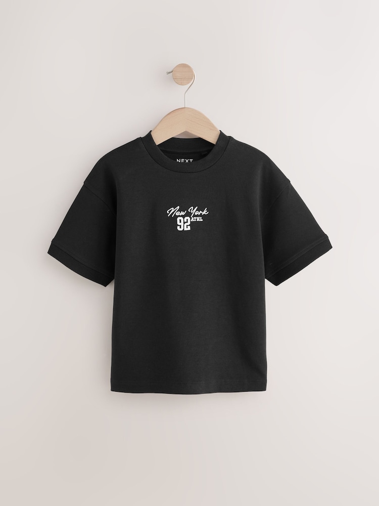 Black New York Graphic Print Heavyweight Short Sleeve T-Shirt (3-16yrs) - Image 1 of 4