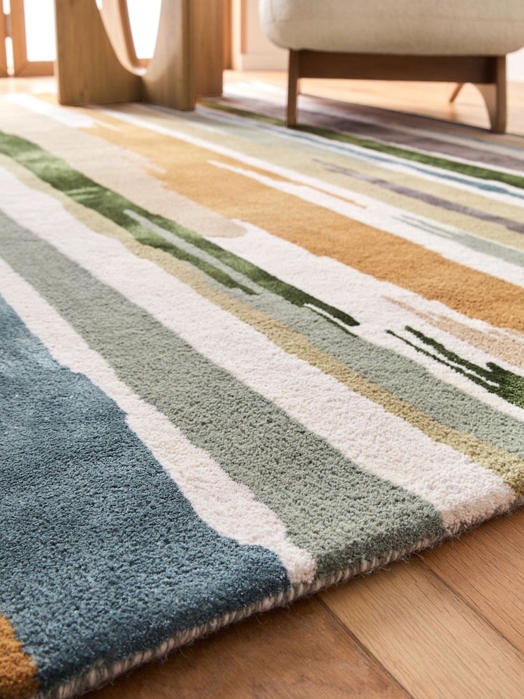 Green Painted Abstract Rug - Image 2 of 5