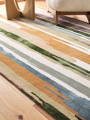 Green Painted Abstract Rug - Image 3 of 5