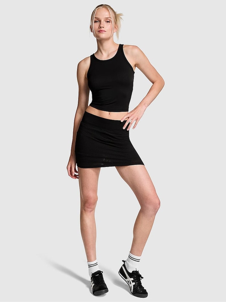 Victoria's Secret PINK Black Seamless Drapey Skort - Image 1 of 4 Victoria's Secret PINK Black Seamless Drapey Skort - Image 1 of 4