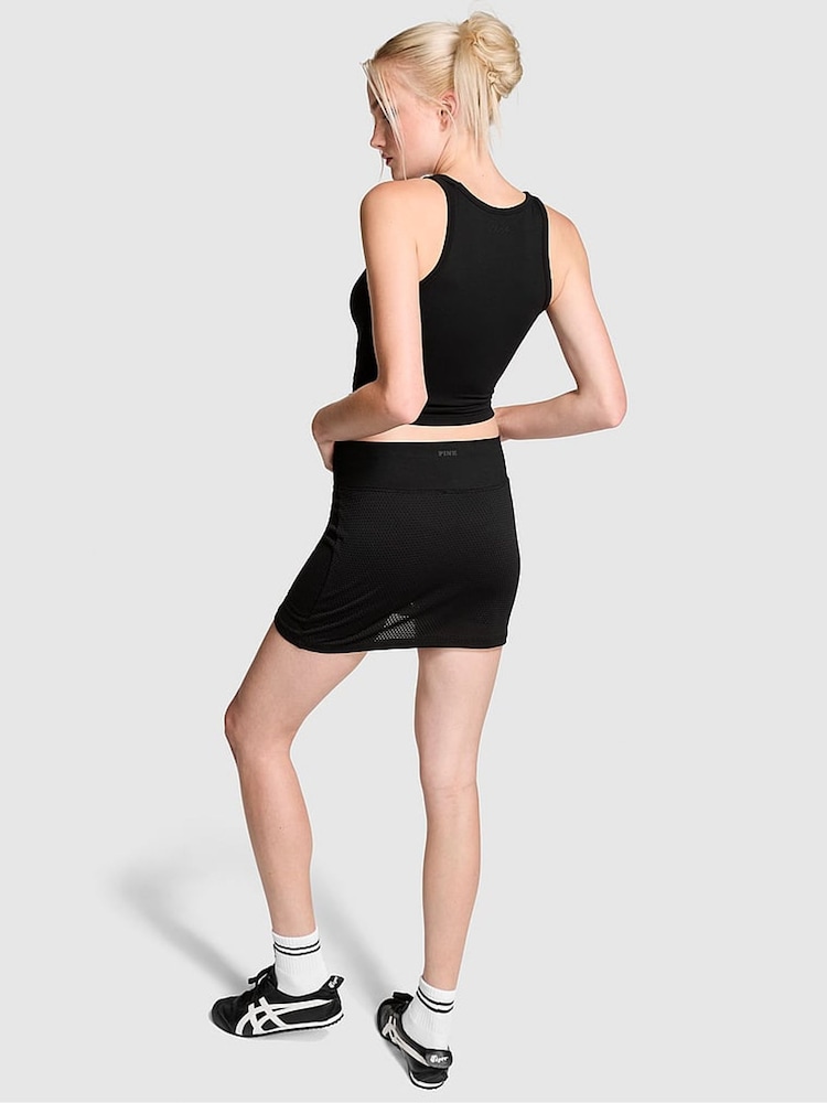 Victoria's Secret PINK Black Seamless Drapey Skort - Image 2 of 4 Victoria's Secret PINK Black Seamless Drapey Skort - Image 2 of 4
