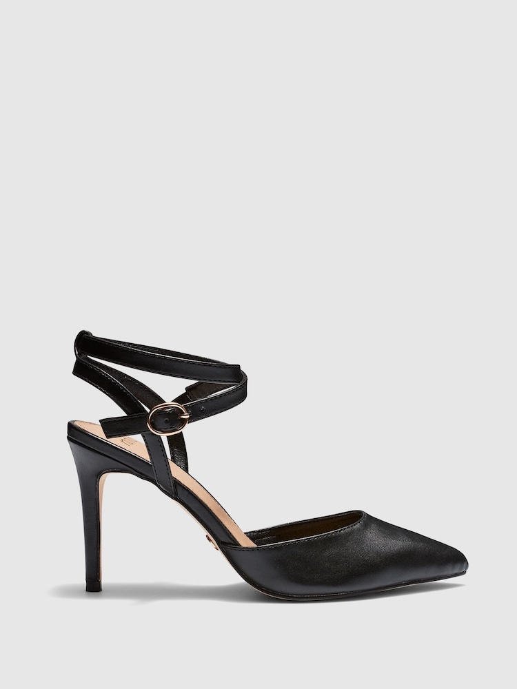 Novo Black Wide Fit Iggie Ankle Strap Two Part Court Shoes - Image 1 of 3