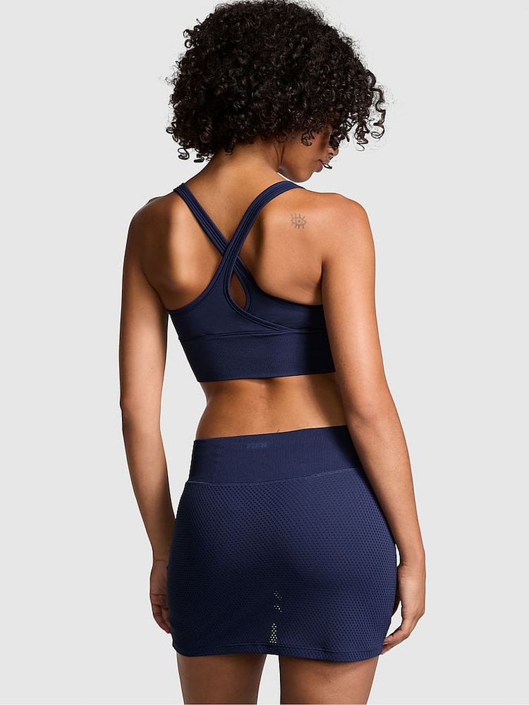 Victoria's Secret PINK Midnight Navy Blue Seamless Drapey Skort - Image 2 of 3 Victoria's Secret PINK Midnight Navy Blue Seamless Drapey Skort - Image 2 of 3