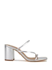 Novo Silver Regular Fit Nata Strappy Block Heel Mules - Image 2 of 3