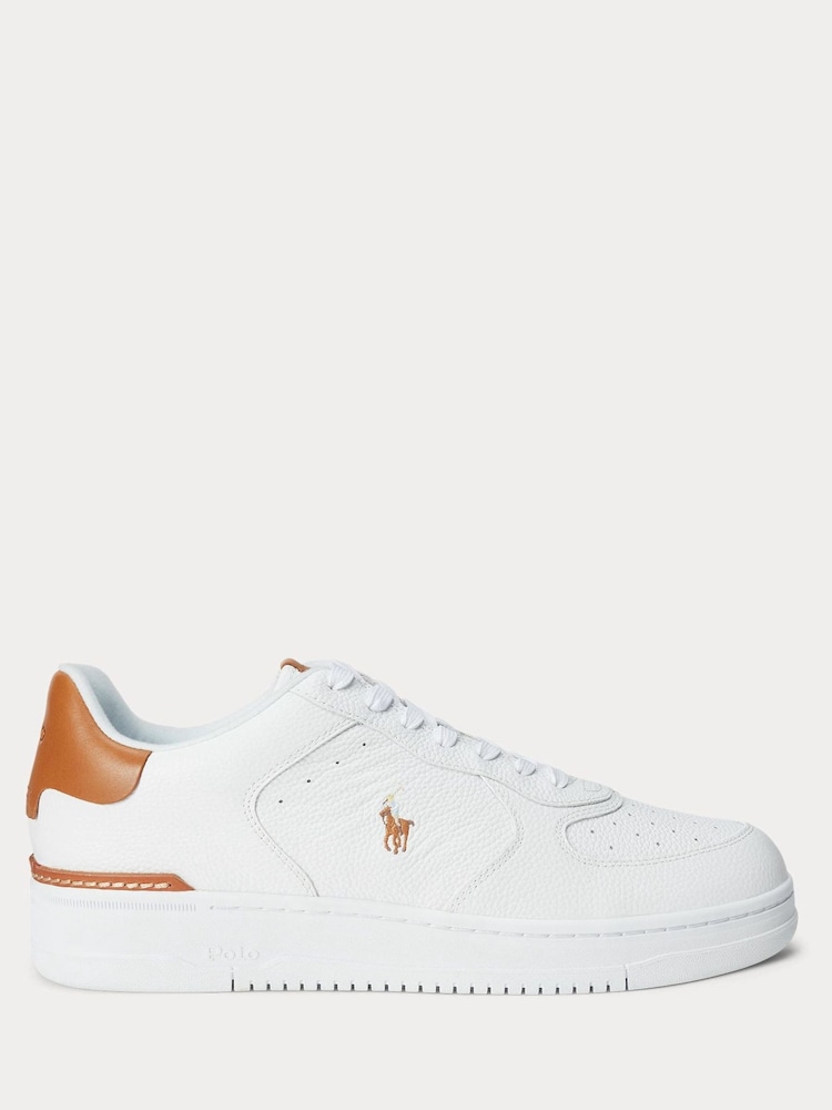 Polo Ralph Lauren Off White Masters Court Leather Trainers - Image 1 of 5