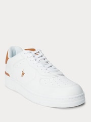 Polo Ralph Lauren Off White Masters Court Leather Trainers - Image 2 of 5