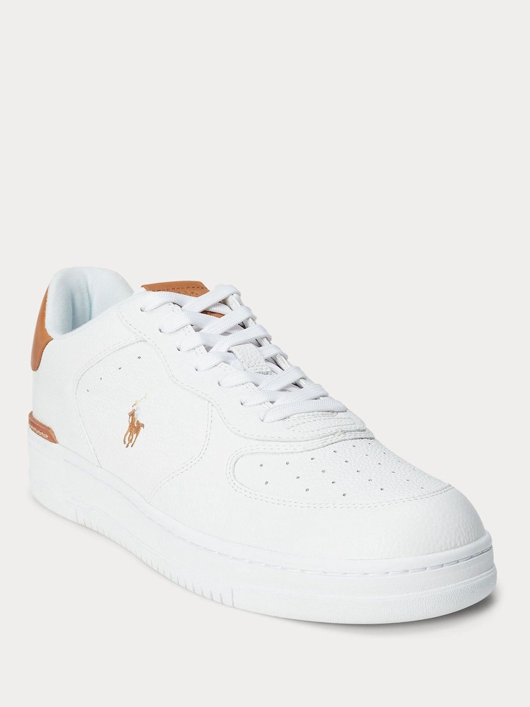 Polo Ralph Lauren Off White Masters Court Leather Trainers - Image 2 of 5