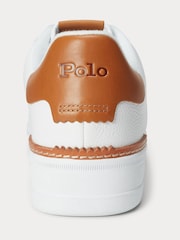 Polo Ralph Lauren Off White Masters Court Leather Trainers - Image 3 of 5