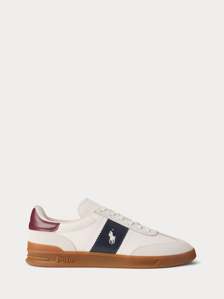 Polo Ralph Lauren White Suede Heritage Aera Gum Sole Trainers - Image 1 of 4