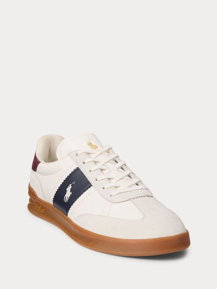 Polo Ralph Lauren White Suede Heritage Aera Gum Sole Trainers - Image 2 of 4