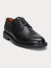 Polo Ralph Lauren Black Asher Burnished Leather Derby Shoes - Image 2 of 4