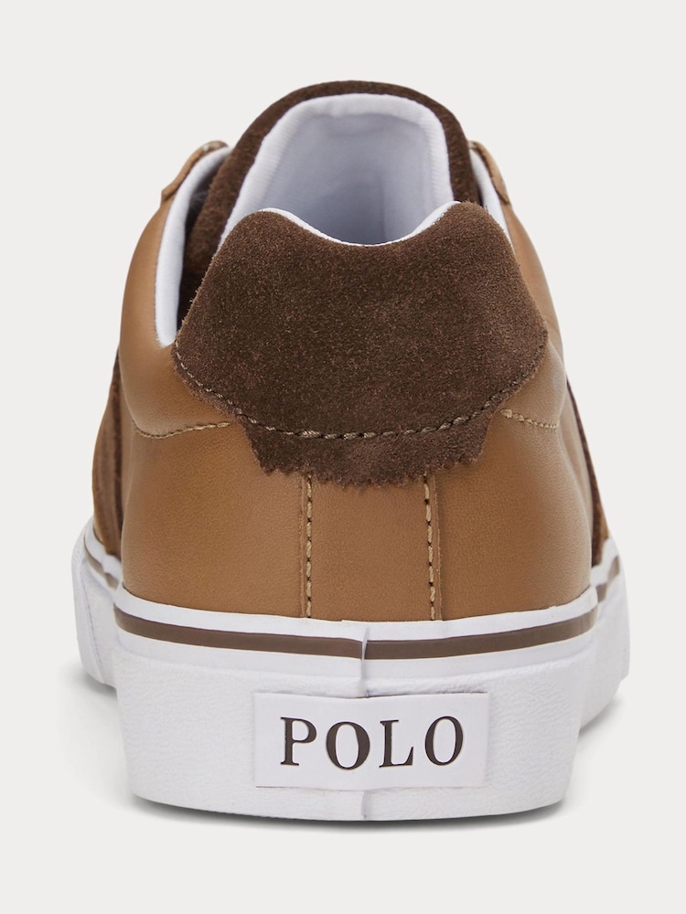 Polo Ralph Lauren Brown Leather & Suede Hanford Trainers - Image 5 of 5