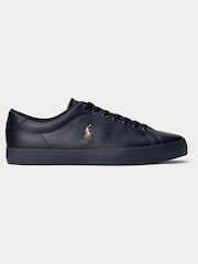 Polo Ralph Lauren Dark Black Longwood Leather Trainers - Image 1 of 4