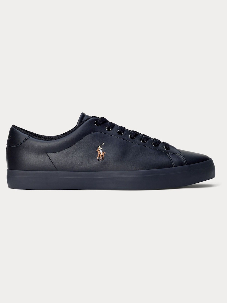 Polo Ralph Lauren Dark Black Longwood Leather Trainers - Image 1 of 4
