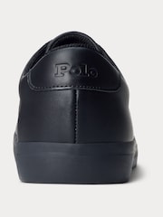 Polo Ralph Lauren Dark Black Longwood Leather Trainers - Image 3 of 4