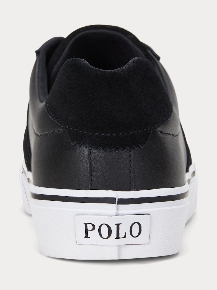 Polo Ralph Lauren Black Leather & Suede Hanford Trainers - Image 3 of 4