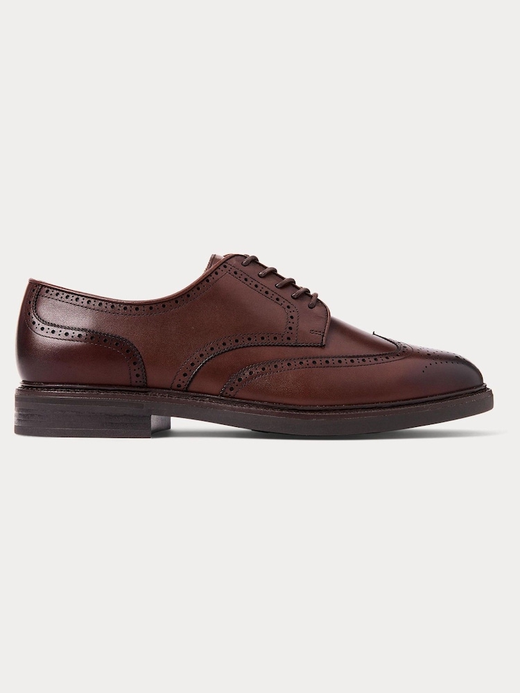 Polo Ralph Lauren Brown Asher Burnished Leather Derby Shoes - Image 1 of 4