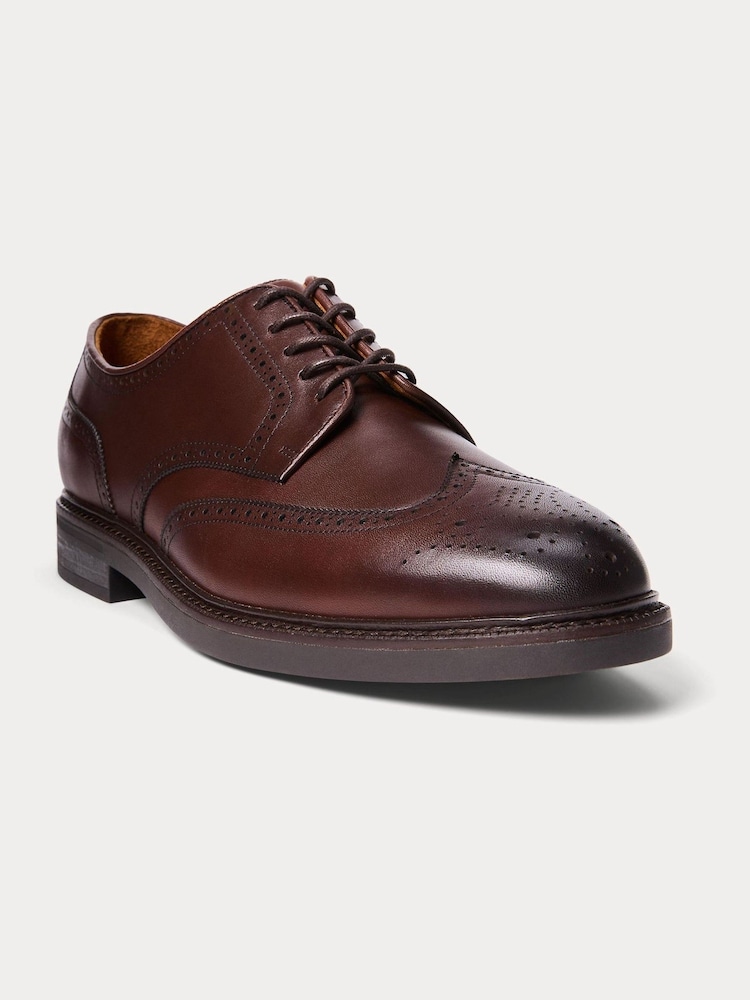 Polo Ralph Lauren Brown Asher Burnished Leather Derby Shoes - Image 2 of 4