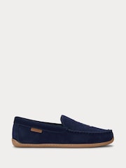 Синий - Polo Ralph Lauren Suede Brenan Bear Logo Slippers - Изображение 1 из 4