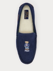Синий - Polo Ralph Lauren Suede Brenan Bear Logo Slippers - Изображение 3 из 4