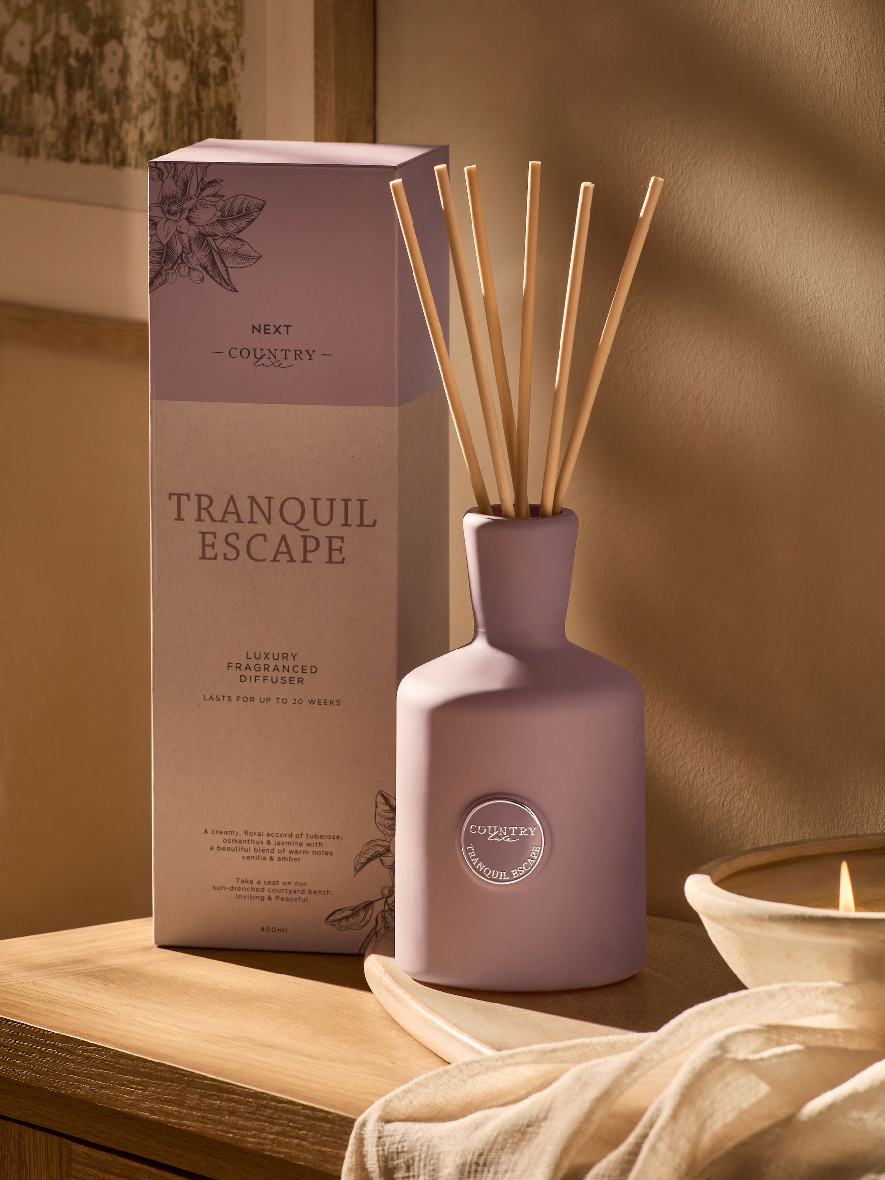 Country Luxe Tranquil Escape Jasmine and Gardenia 400ml Diffuser
