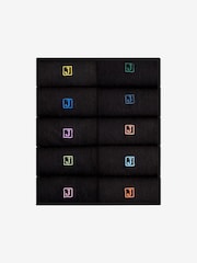 Initials Black Embroidered Lasting Fresh Socks 10 Pack - Image 1 of 13