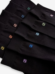 Initials Black Embroidered Lasting Fresh Socks 10 Pack - Image 12 of 13