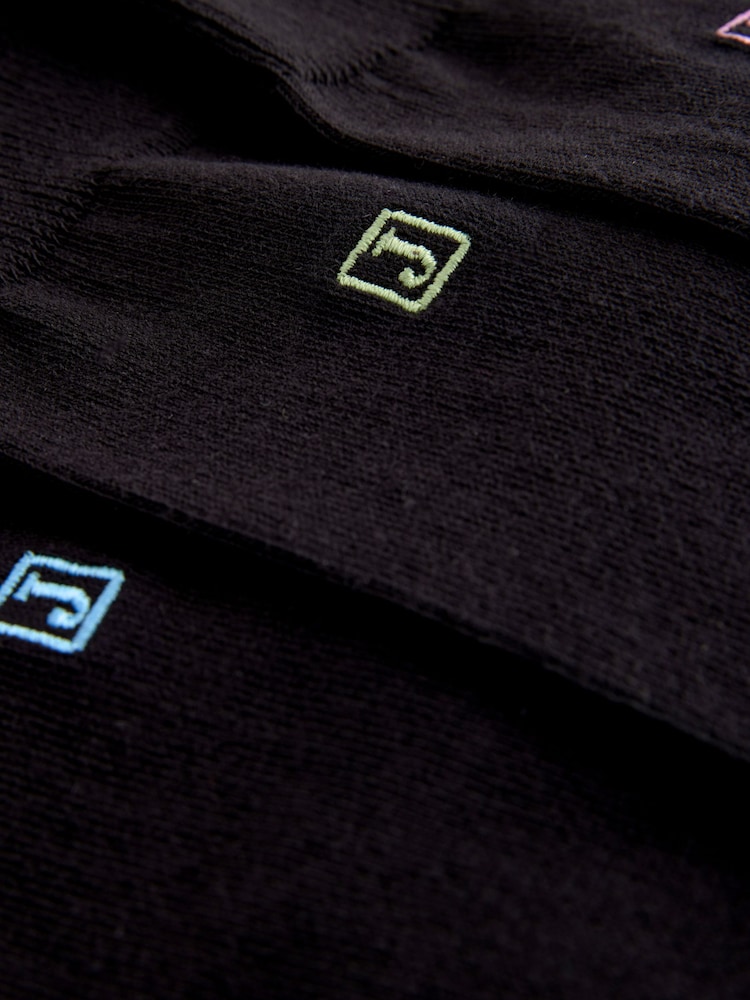Initials Black Embroidered Lasting Fresh Socks 10 Pack - Image 13 of 13