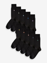 Initials Black Embroidered Lasting Fresh Socks 10 Pack - Image 2 of 13