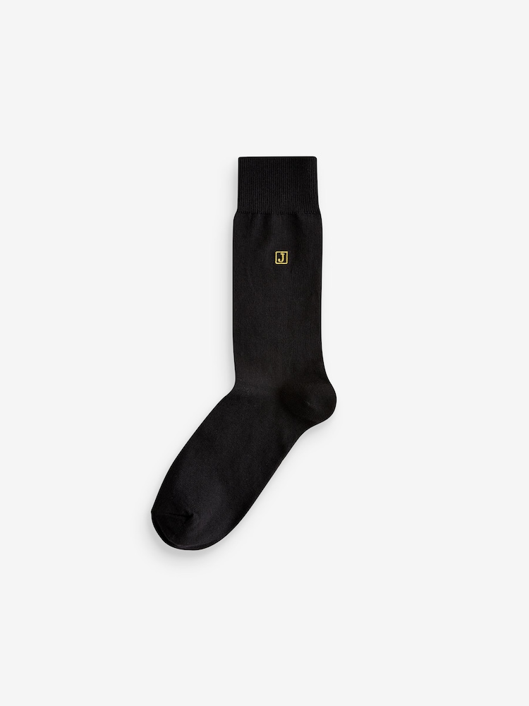 Initials Black - 10 Paar fris blijvende sokken met borduursel - Image 7 of 13