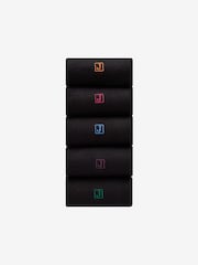 Inital Black Embroidered Lasting Fresh Socks 5 Pack - Image 1 of 9