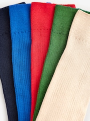 Red/Blue/Green Ribbed Socks 5 Pack - Image 2 of 7