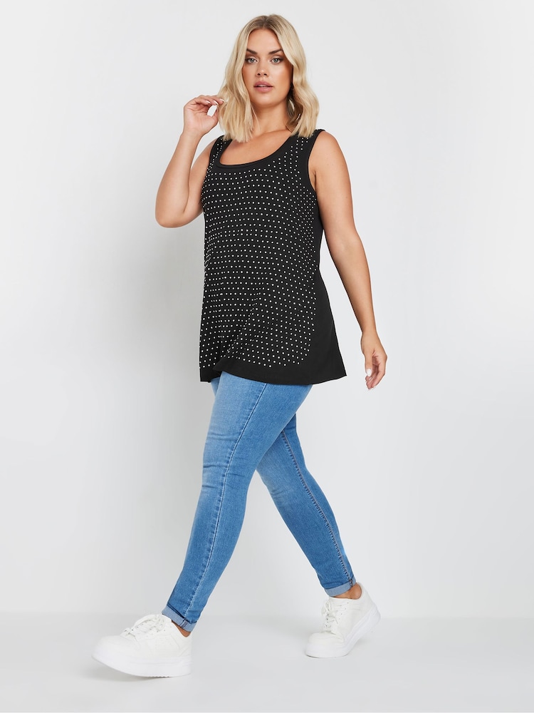 Yours Curve Black Studded Vest - Image 2 of 5