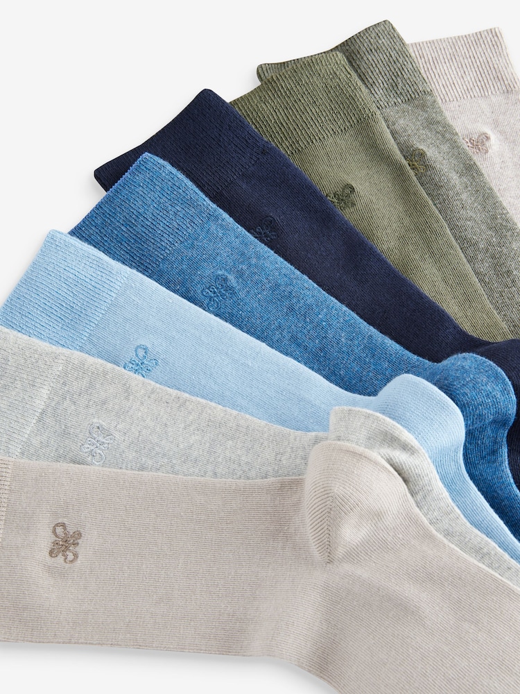 Blue/Grey/Green 8 Pack Embroidered Lasting Fresh Socks - Image 12 of 12