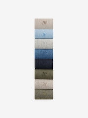 Blue/Grey/Green 8 Pack Embroidered Lasting Fresh Socks - Image 2 of 12