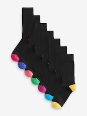 Rich Heel Toe 7 Pack Mens Cotton Rich Black Socks - Image 1 of 10