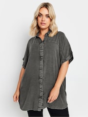 Yours Curve Grey Chambray 100% Cotton Shirt - Image 1 of 5