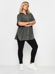 Yours Curve Grey Chambray 100% Cotton Shirt - Image 2 of 5
