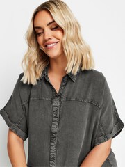 Yours Curve Grey Chambray 100% Cotton Shirt - Image 4 of 5
