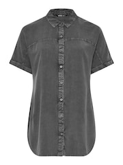 Yours Curve Grey Chambray 100% Cotton Shirt - Image 5 of 5
