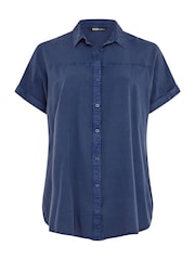 Yours Curve Blue Chambray 100% Cotton Shirt - Image 5 of 5