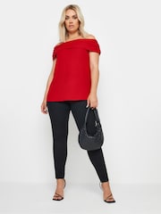 Yours Curve Red Deep Fold Bardot Top - Image 2 of 5