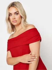Yours Curve Red Deep Fold Bardot Top - Image 4 of 5