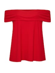 Yours Curve Red Deep Fold Bardot Top - Image 5 of 5