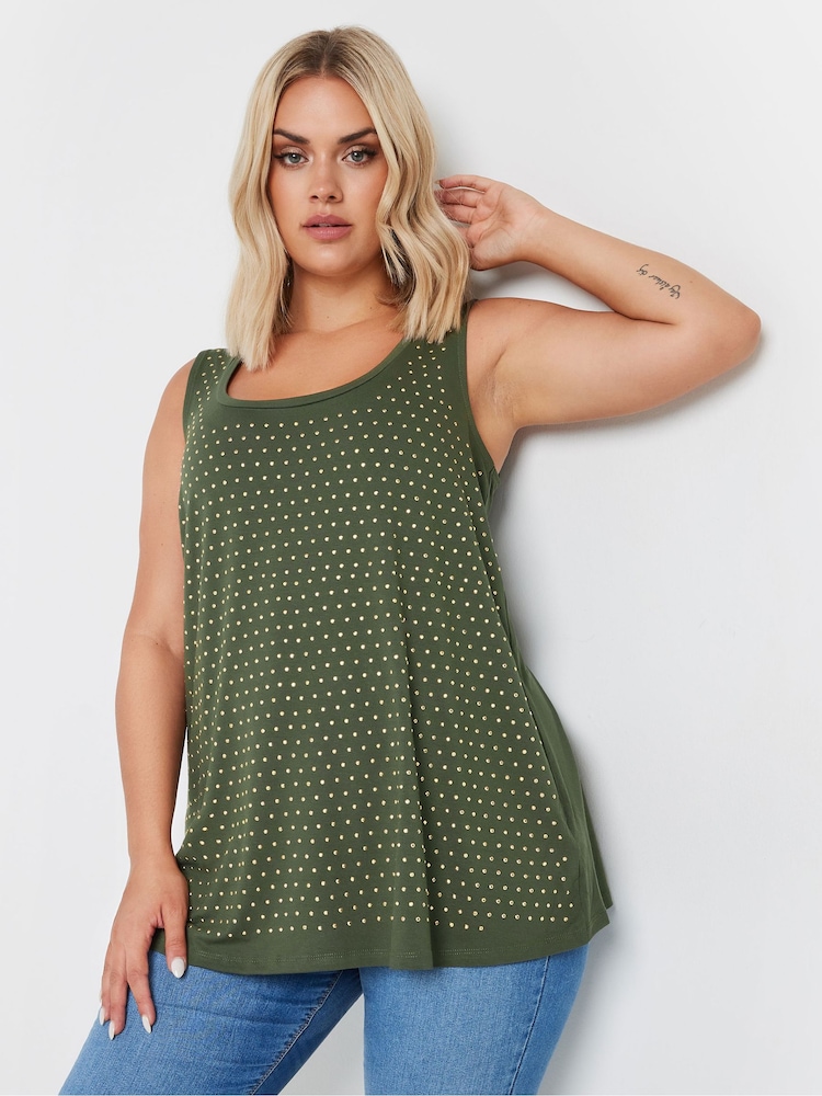 Yours Curve Green Studded Front Panel Vest - Image 2 of 5