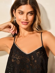 Lipsy Black V Neck Cami With Sequin Detail - Image 3 of 4