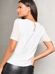 Lipsy White 2 Flutter Sleeve Chiffon Blouse - Image 4 of 4