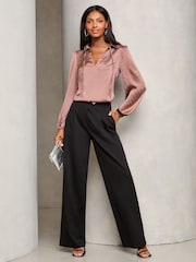 Lipsy Pink Hotfix V Neck Long Sleeve Blouse - Image 3 of 4